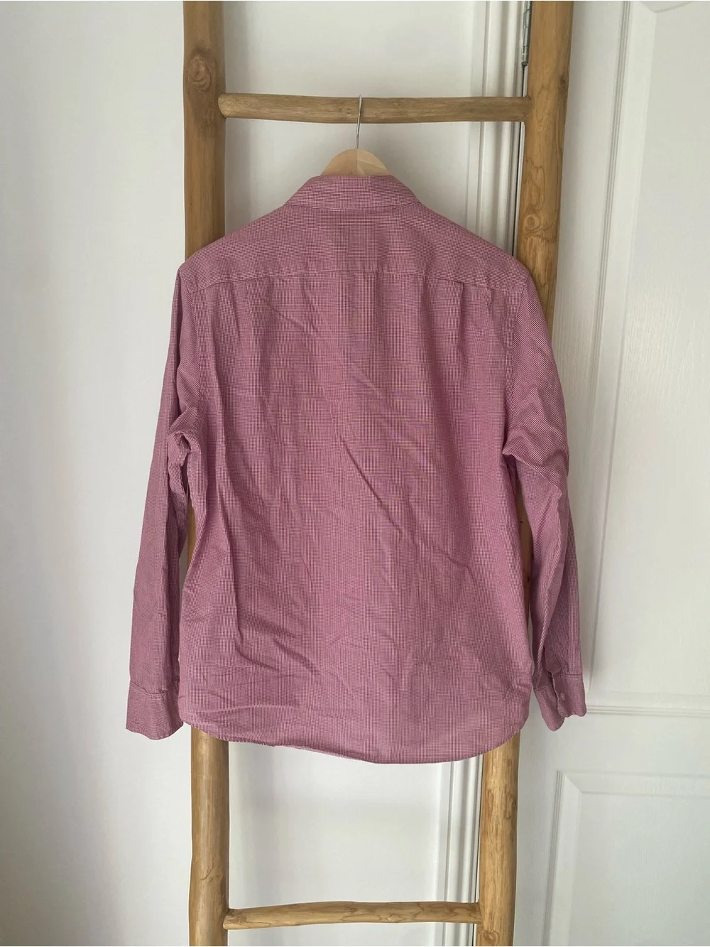 J.CREW Mini Check Long Sleeve Button Down Shirt Maroon White Sz Medium Preppy